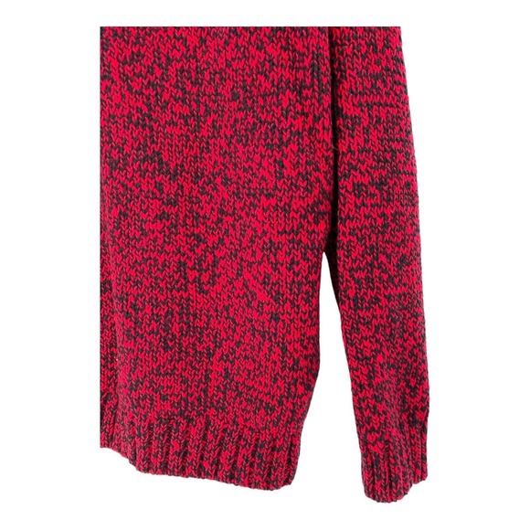 NWT Chaps Luxury Red Black Marled Fold Down Thick Knit Art-to-Wear Sweater Sz 2X - Picture 3 of 10